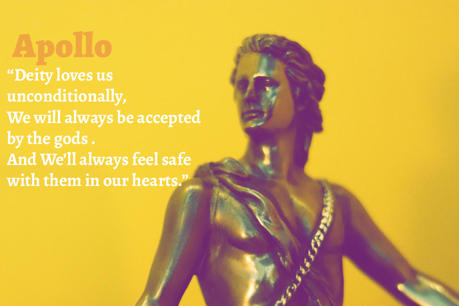 Apollo figure and quote about Perfect Love from the post