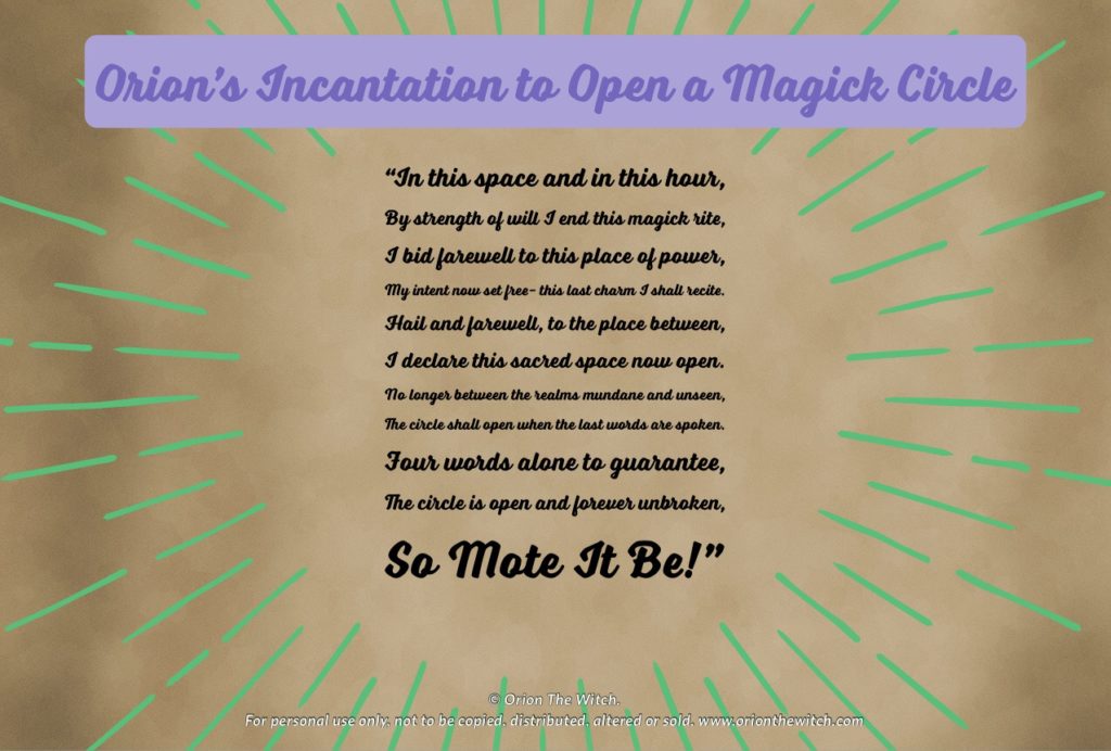 sample charm to open a magick circle