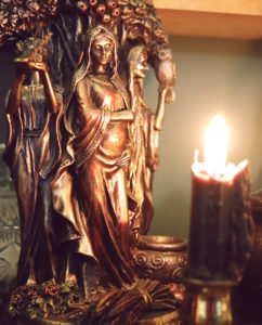goddess statue at altar