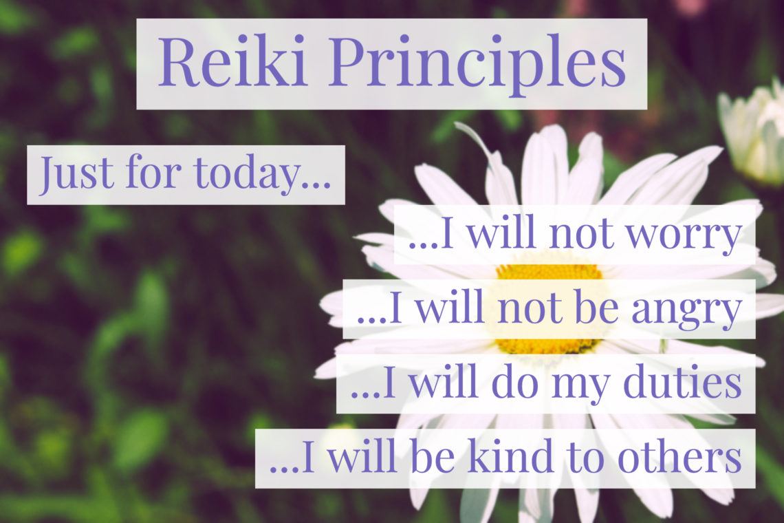 The five reiki principles I affirm to myself during daily ritual. Just for today: I will not worry, I will not be angry, I will do my duties, I will be kind to others.